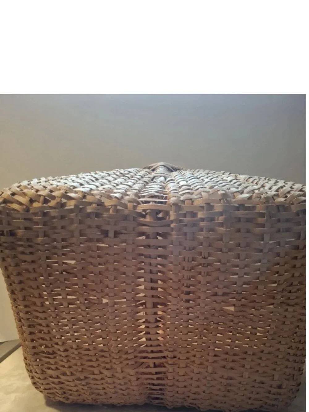 Brown Wicker Rectangular Storage, Gathering Basket w/ Handles